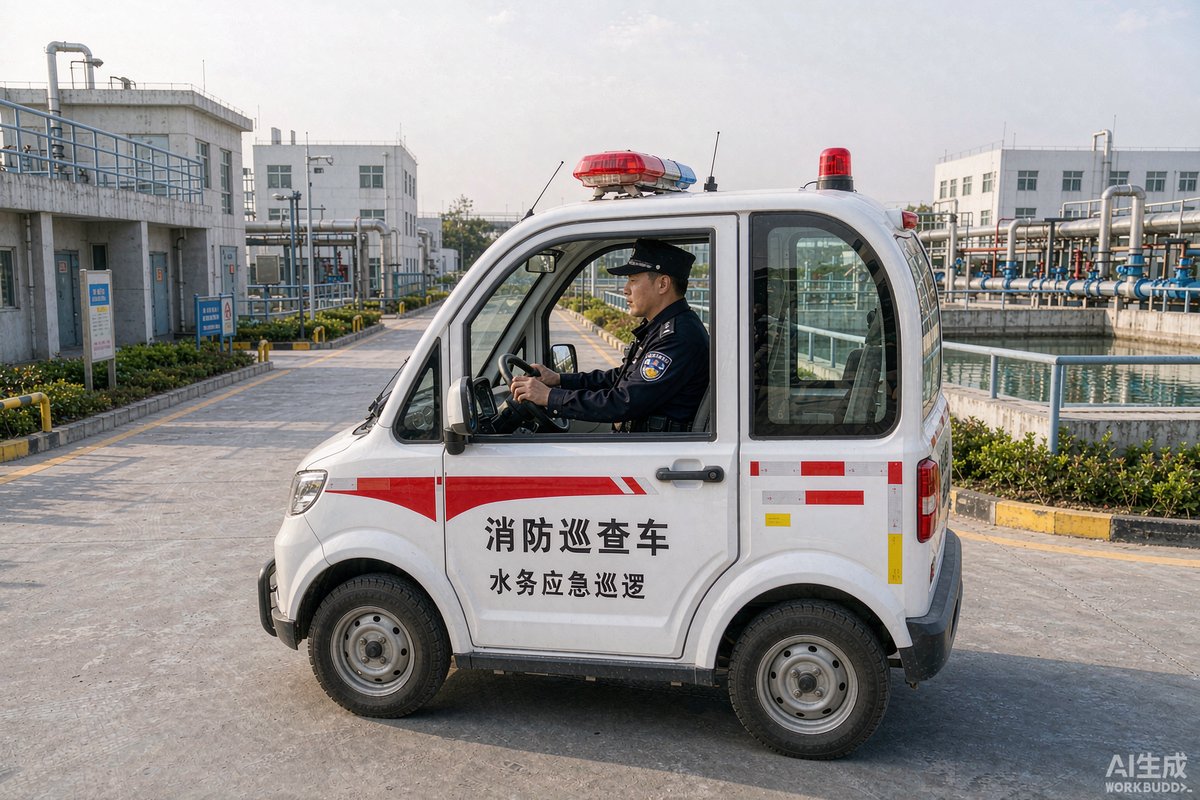 水厂污水厂中巡逻车执行巡逻任务