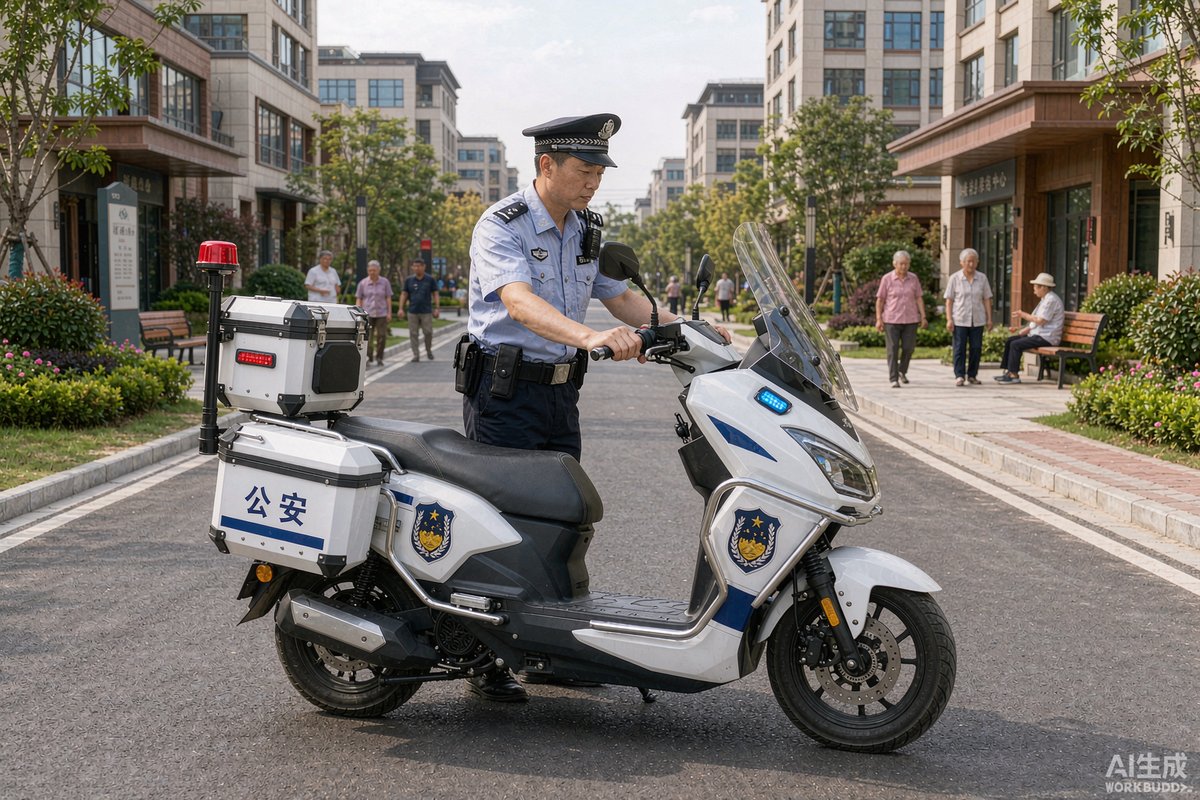 停车场消防巡查车执行巡逻任务