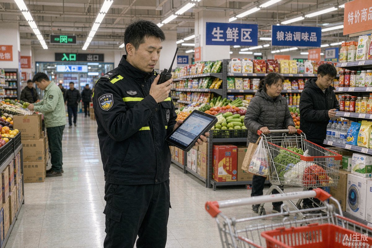 港口码头安保人员使用巡逻装备开展巡查